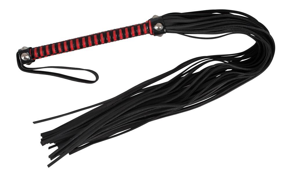 Peitsche aus Leder in Rot/Schwarz