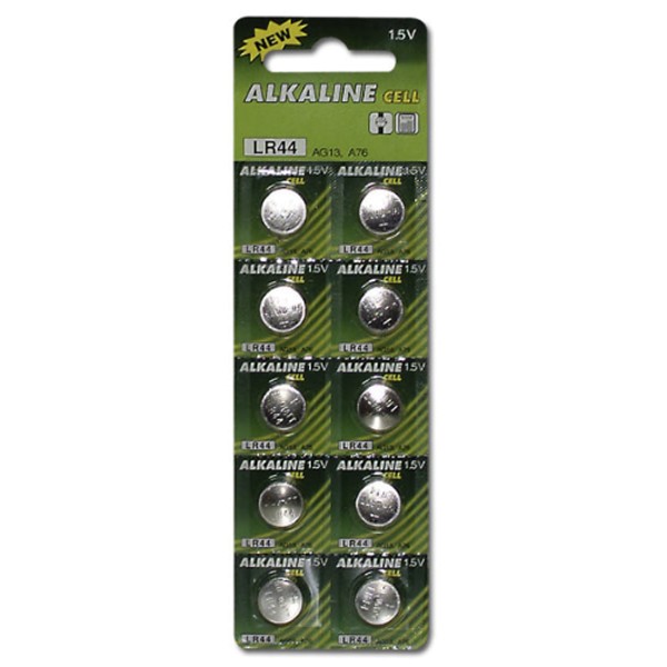 Knopfzellbatterien 10er Blister: LR44, GA76+, A357, AG13, L1154